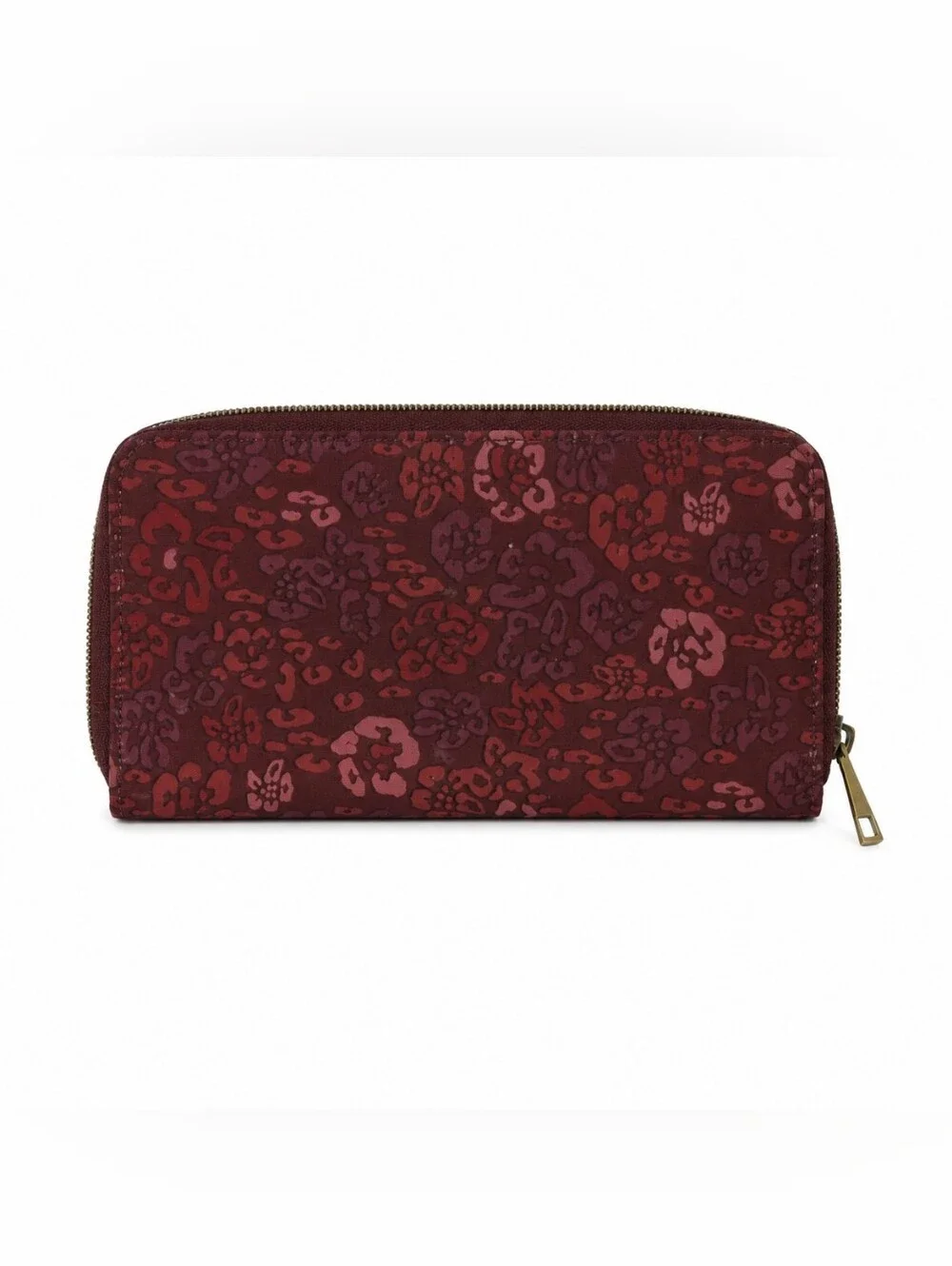 👜 Travelon RFID Zip Around Wallet Burgundy Floral Travel Organizer Clutch EUC